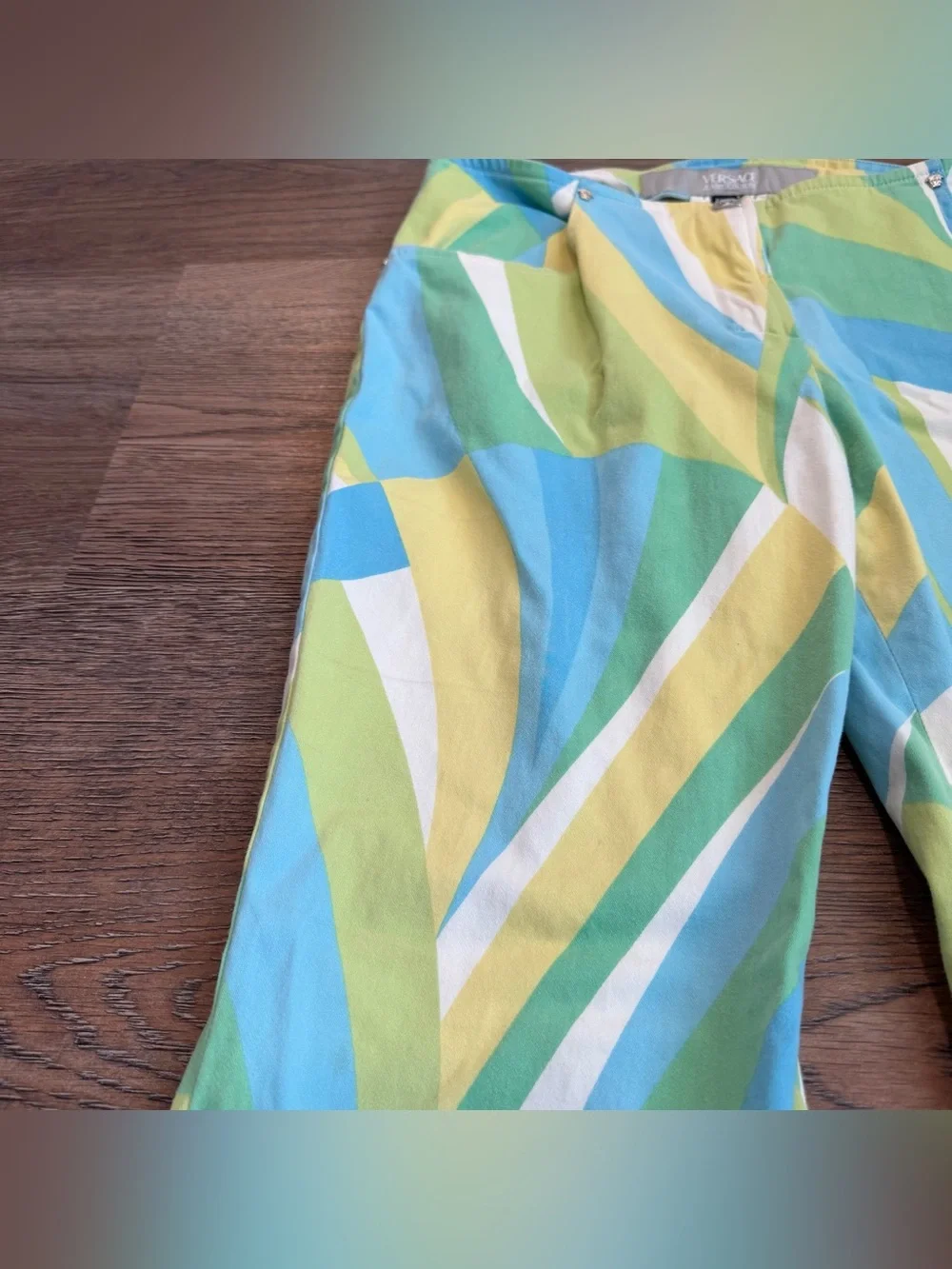Versace Jeans Couture Vintage Multicolor Swirl Print Flare Trousers Size 28